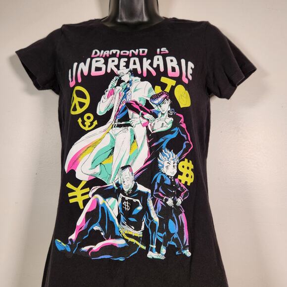 JOJO'S BIZARRE ADVENTURE SS T Shirt Womens S Black Multi Diamond Is Unbreakable - Picture 4 of 10